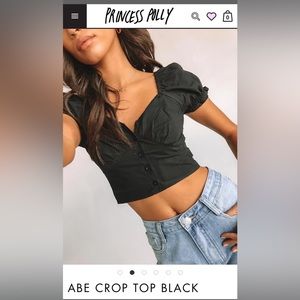 Princess Polly black buttoned crop top size 6 US never worn, tags attached